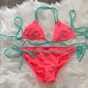 VS neon pink and Tiffany blue bikini